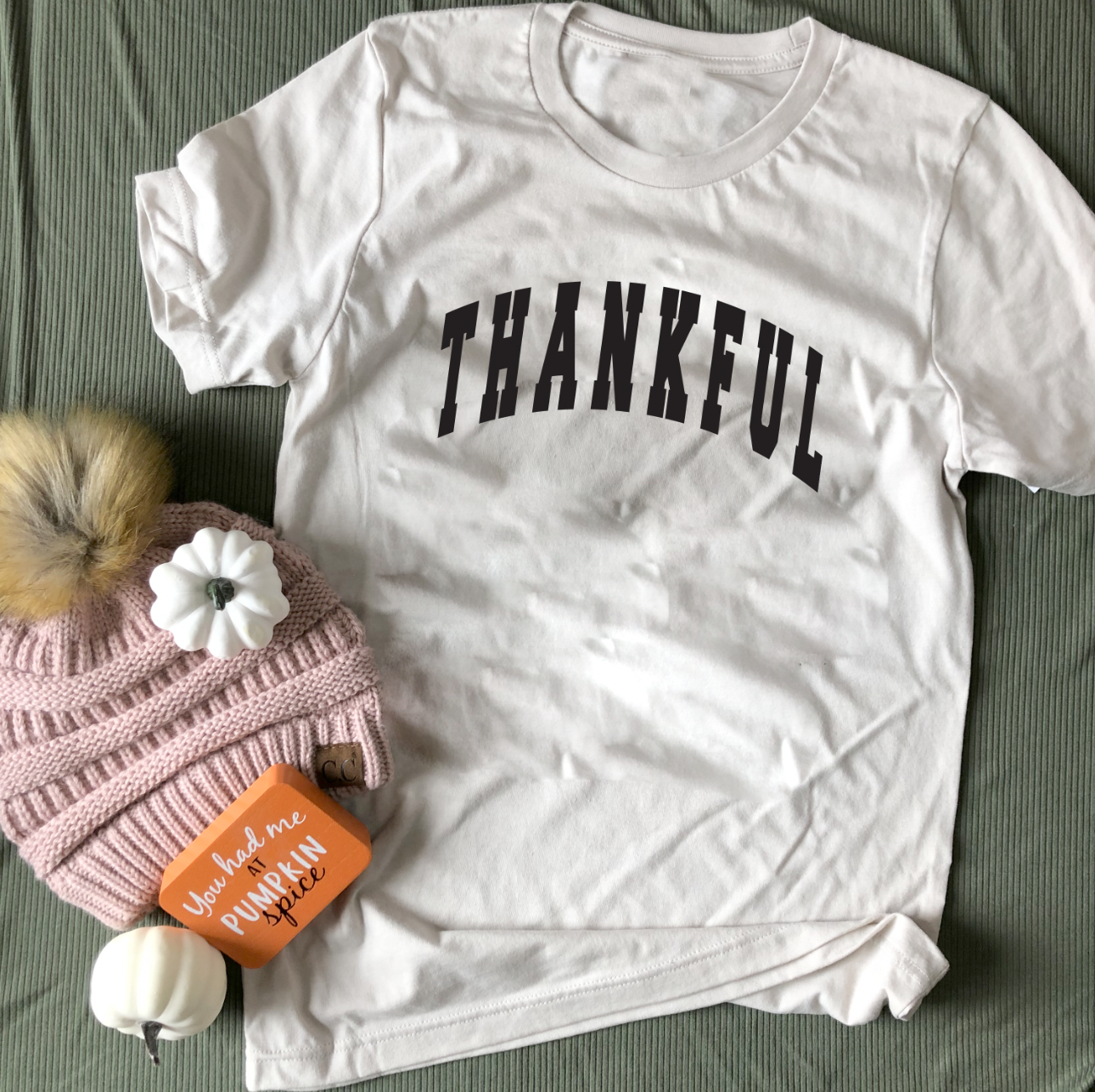 THANKSGIVING: THANKFUL Arched Letters (BASIC CREW NECK)