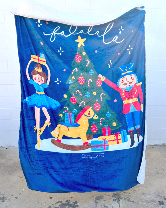 CHRISTMAS: "Falala" Navy Nutcracker