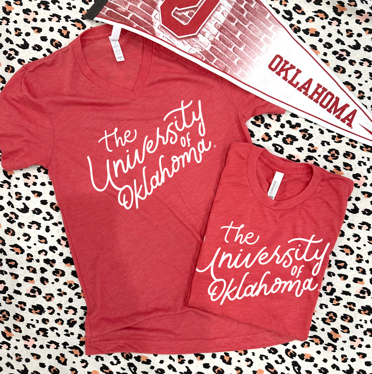 UNIV. OF OK (Spring 2023): The University of Oklahoma Script (VNECK or CREW NECK)