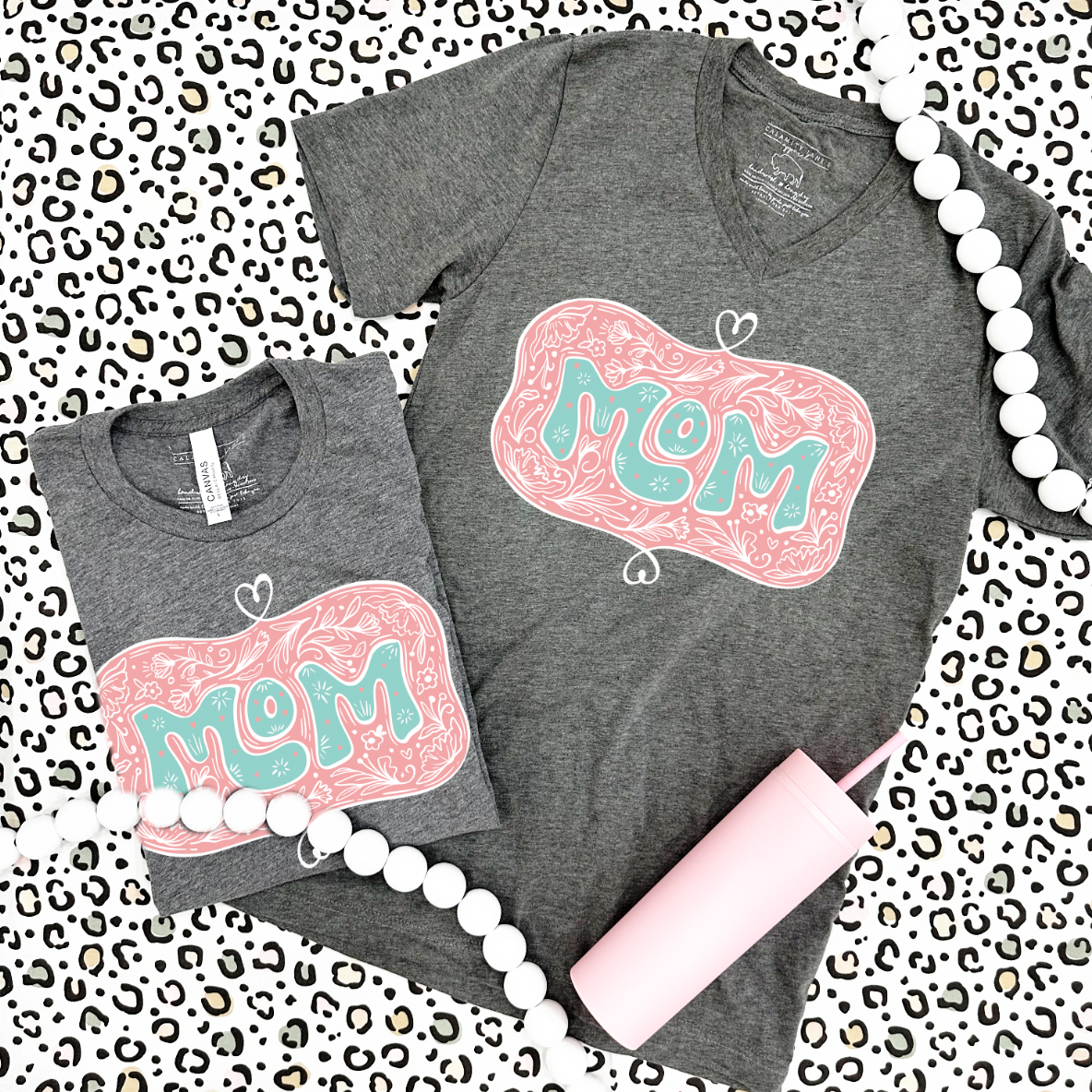 MOM LIFE 2023: MOM Floral Chalk Art (CREW NECK or VNECK)