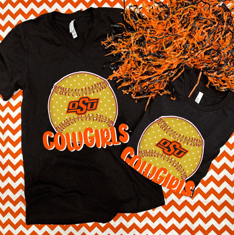 OK STATE (Spring 2023): Cowgirls Softball (VNECK or CREW NECK)