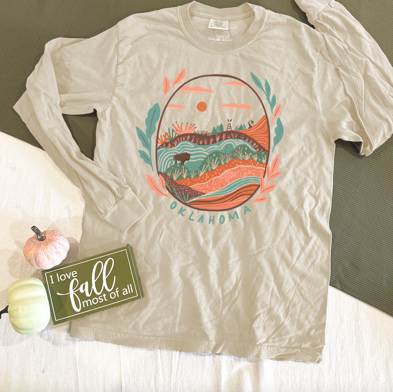 OKLAHOMA 2023: Ivory Oklahoma Landscape - LONGSLEEVE