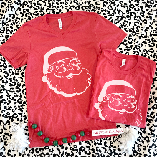 CHRISTMAS: Vintage Santa - VNECK OR CREW NECK