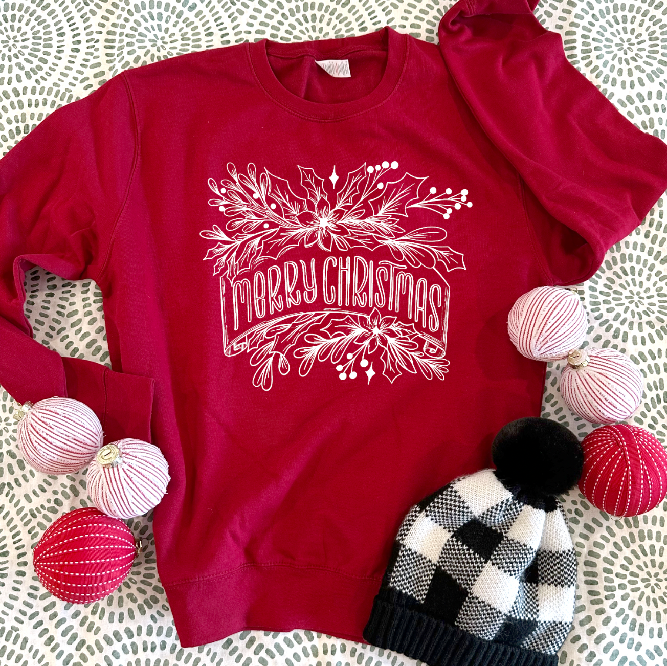 CHRISTMAS 2023: Merry Christmas Red Ribbon - SWEATSHIRT