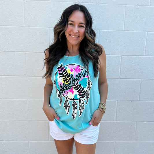 OKLAHOMA 2024:  SPRING PAINTED DREAMCATCHER (COMFORT COLORS TANK TOP)