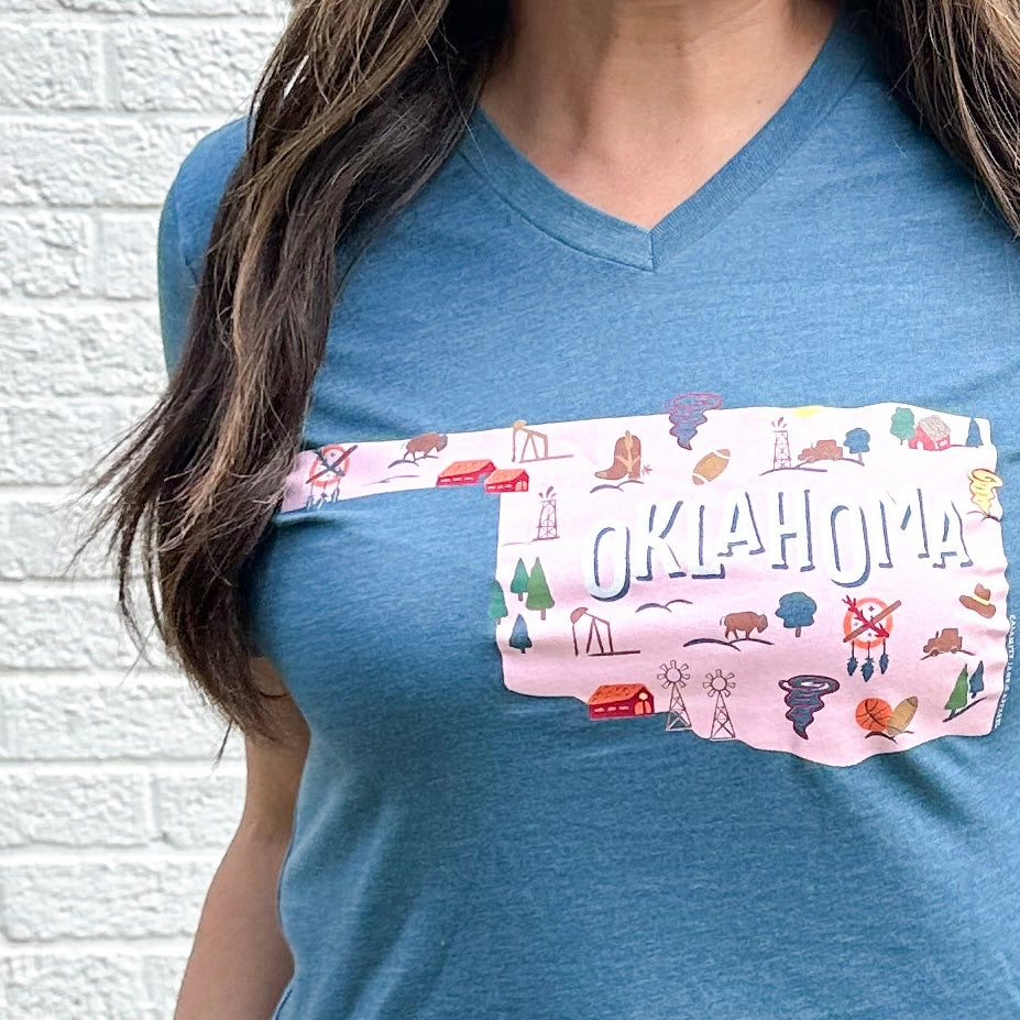 OKLAHOMA 2023: Seafoam & Pink Oklahoma Icons - VNECK