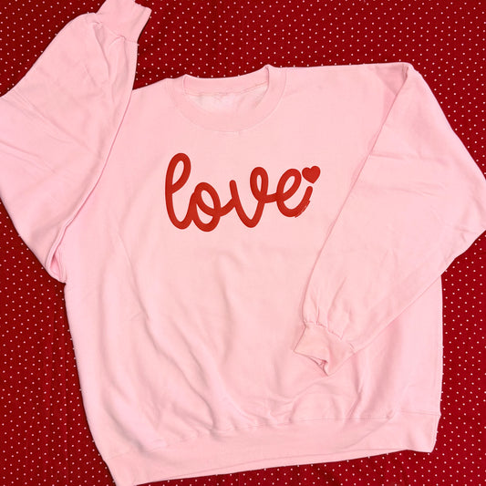 VALENTINE 2026: LOVE Puff Script (BELLA CANVAS VNECK - MULTIPLE COLOR OPTIONS)