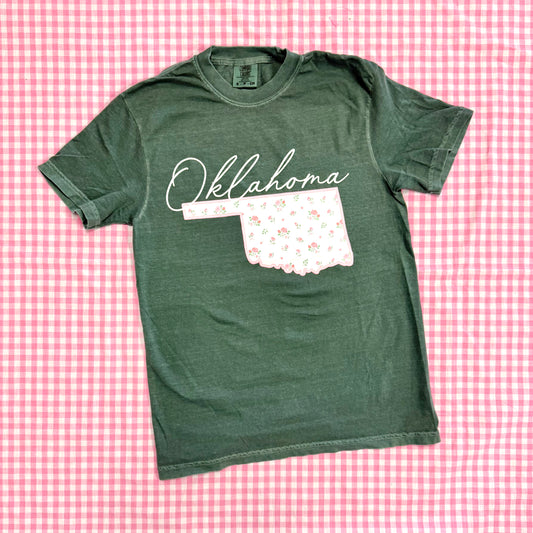 OKLAHOMA: Oklahoma Coquette Floral State (COMFORT COLORS SHORTSLEEVE)