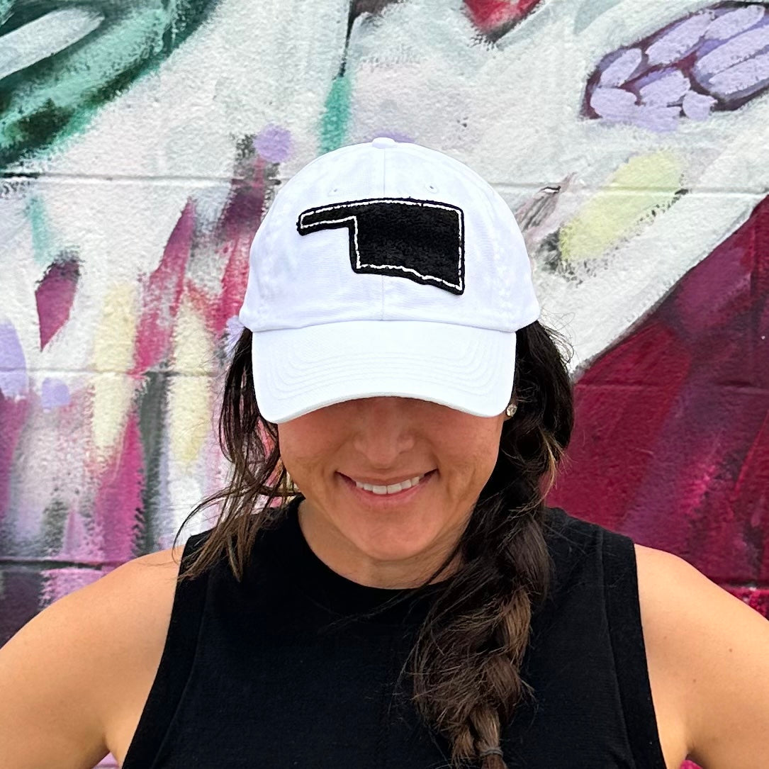 Oklahoma Pink Chenille Patch Hat - WHITE