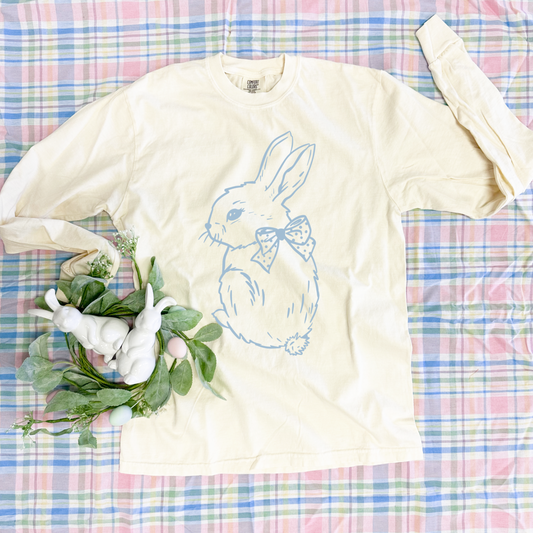 EASTER 2025: Chambray Easter Bunny (COMFORT COLORS LONGSLEEVE)