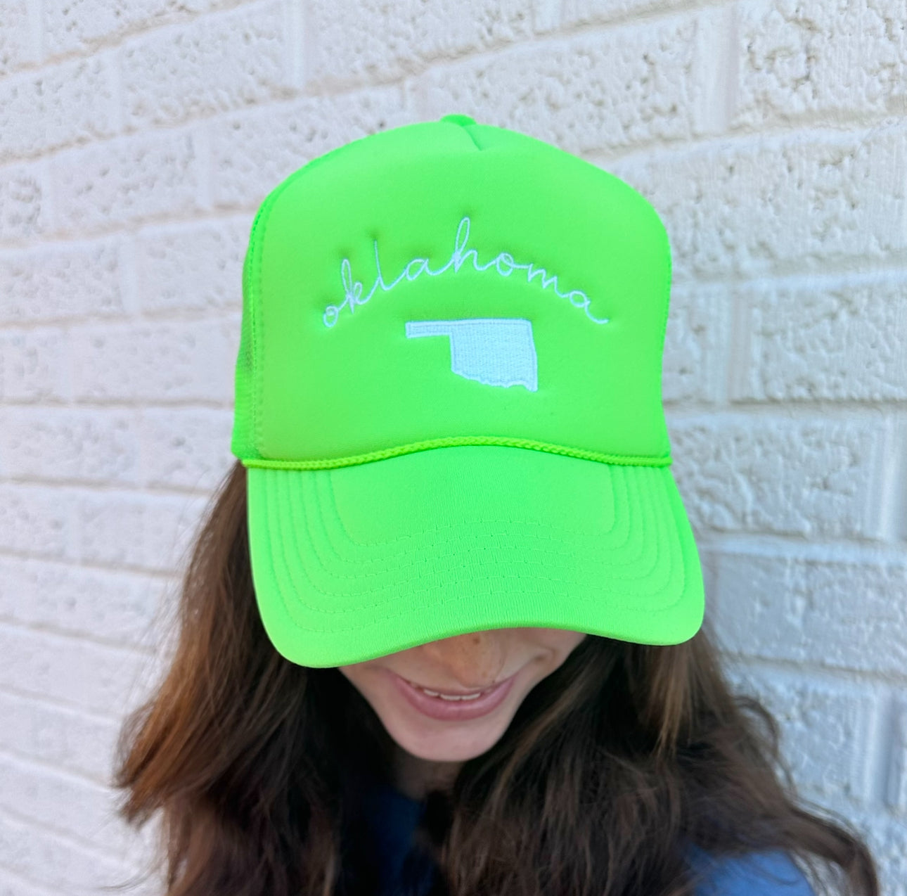 Oklahoma Spring Hat (LIME GREEN MESH BACK w/ White Embroidery)
