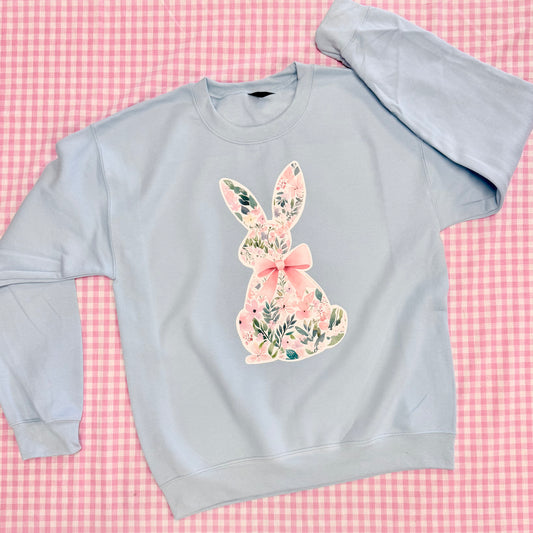 EASTER 2026: Floral Pattern Bunny & Bow (SHORT SLEEVE, LONGSLEEVE, SWEATSHIRT)