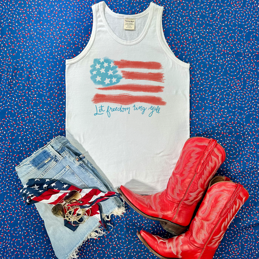 AMERICAN SPIRIT 2024: LET FREEDOM RING Y'ALL (Comfort Colors Tank Top)