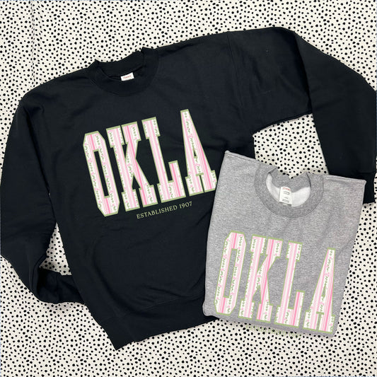 OKLAHOMA 2026: OKLA Coquette Floral Pattern (SWEATSHIRT)
