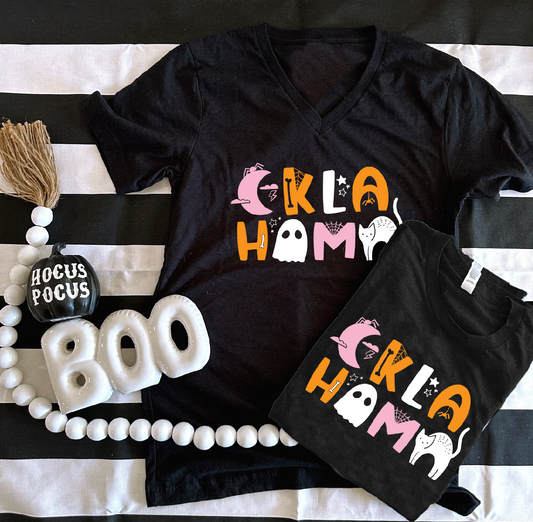 SWEET TEE TUESDAY: OKLA-HOMA Halloween Icons (BASIC VNECK or CREW NECK)