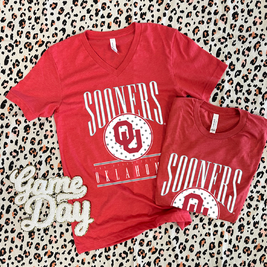 UNIV. OF OK 2024: OU Sooners Traditional Collegiate Tee (BELLA CANVAS VNECK)