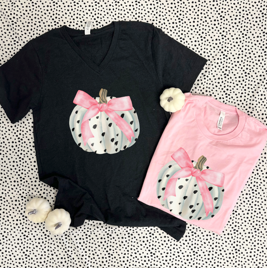 HALLOWEEN 2024: Preppy Coquette Pumpkin (BELLA CANVAS VNECK)