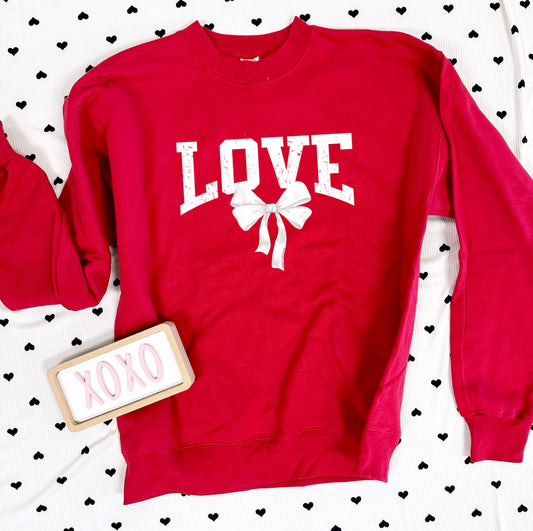 VALENTINE 2026: VALENTINE LOVE BOW (SWEATSHIRT - MULTIPLE COLOR OPTIONS)
