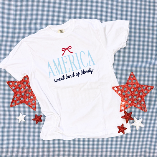 AMERICAN SPIRIT 2026: America, Simple Bow (COMFORT COLORS SHORTSLEEVE)