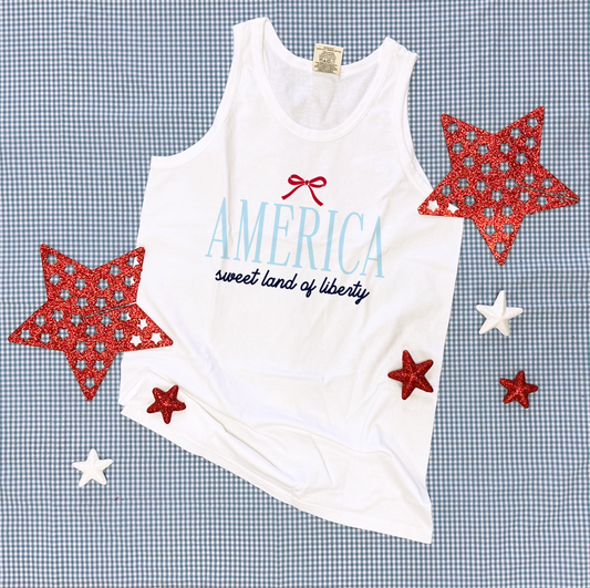 AMERICAN SPIRIT 2026: America, Simple Bow (COMFORT COLORS TANK TOP)