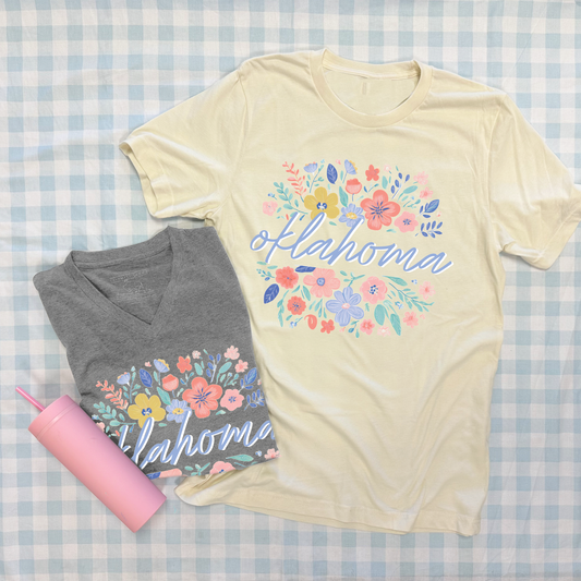 SWEET TEE TUESDAY: Oklahoma Spring Floral Bunch (BASIC CREW NECK or VNECK)