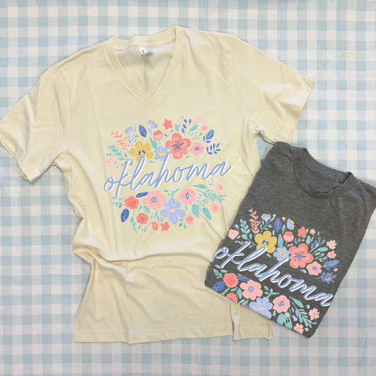 OKLAHOMA 2025: Oklahoma Spring Floral Bunch (BELLA CANVAS CREW NECK or VNECK)