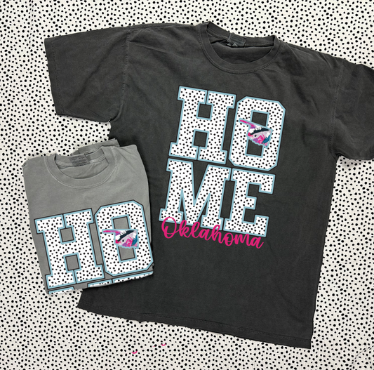 SWEET TEE TUESDAY: Oklahoma "HOME" Messy Polkadots & State (COMFORT COLORS SHORTSLEEVE)