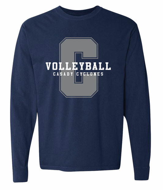 CASADY VOLLEYBALL 2025: NAVY "C" *With Optional Name & Number* - ADULT COMFORT COLORS LONGSLEEVE