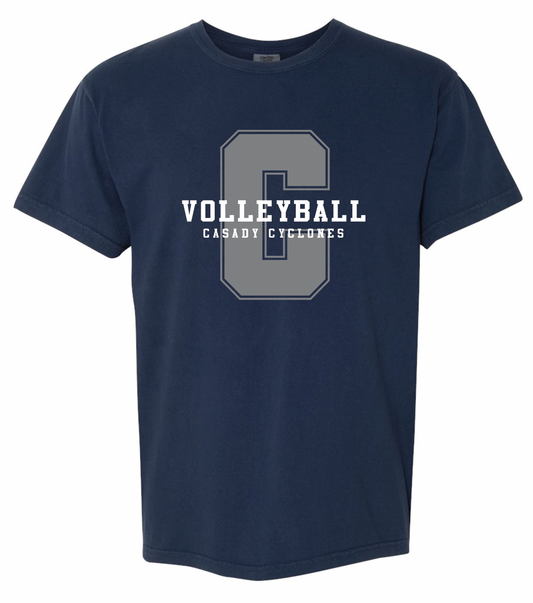 CASADY VOLLEYBALL 2025: NAVY "C" *With Optional Name & Number* - YOUTH COMFORT COLORS SHORTSLEEVE