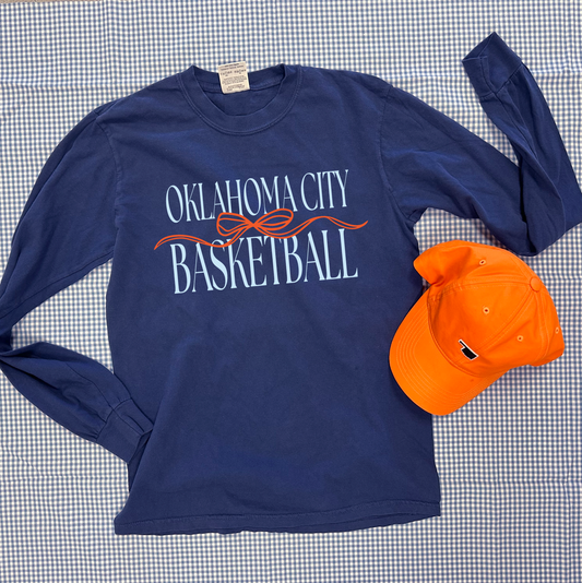 OKC SPIRIT 2025: Oklahoma City Basketball & Bow (COMFORT COLORS LONGSLEEVE)