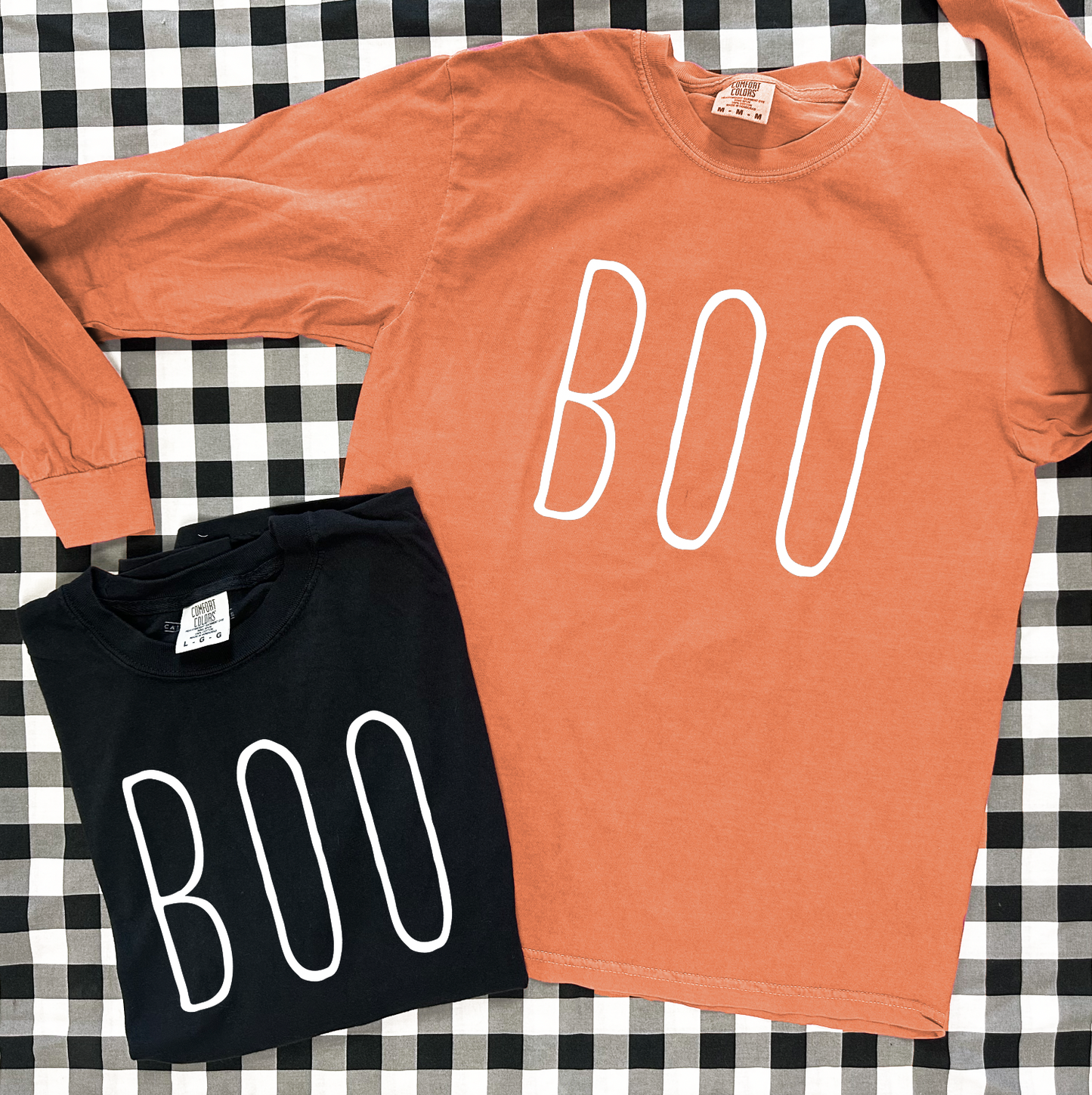 HALLOWEEN 2025: BOO Simple Text (COMFORT COLORS LONGSLEEVE)