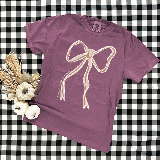 THANKSGIVING 2025: Grateful, Thankful, Blessed Bow (COMFORT COLORS SHORTSLEEVE)
