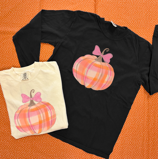 SWEET TEE TUESDAY: Watercolor Plaid Pumpkin (COMFORT COLORS LONGSLEEVE)