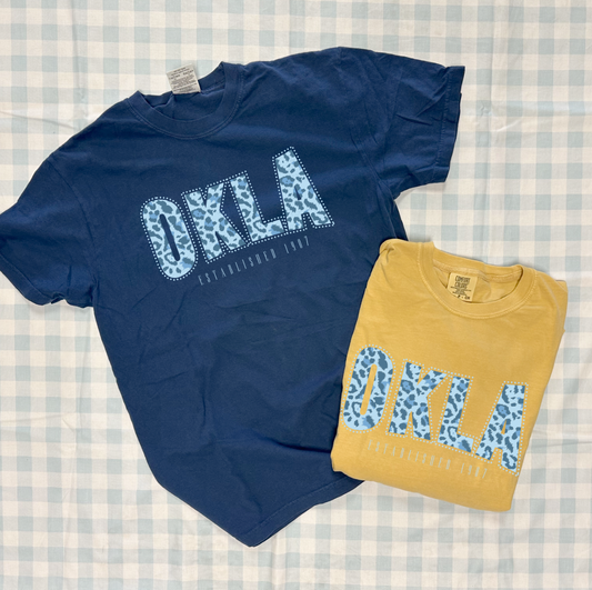 SWEET TEE TUESDAY: OKLA Fall Blue Leopard (COMFORT COLORS SHORTSLEEVE)