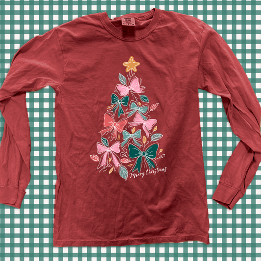 CHRISTMAS 2025: Bows Christmas Tree (COMFORT COLORS LONGSLEEVE)