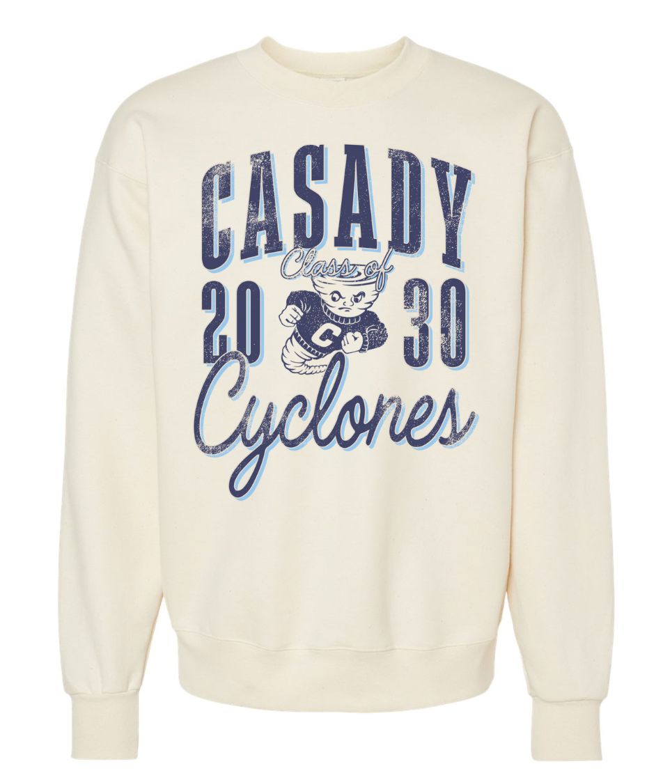 CASADY: Class of 2030, Vintage Casady Cyclones - Natural (ULTIMATE SWEATSHIRT)