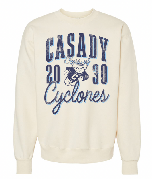 CASADY: Class of 2030, Vintage Casady Cyclones - Natural (ULTIMATE SWEATSHIRT)