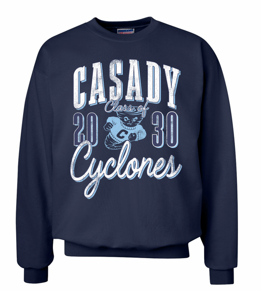 CASADY: Class of 2030, Vintage Casady Cyclones - Navy (ULTIMATE SWEATSHIRT)