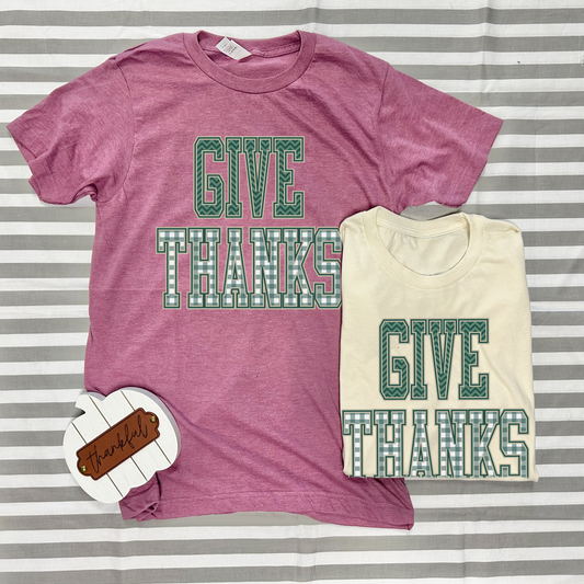 SWEET TEE TUESDAY: Give Thanks Mixed Pattern (BASIC CREW NECK)