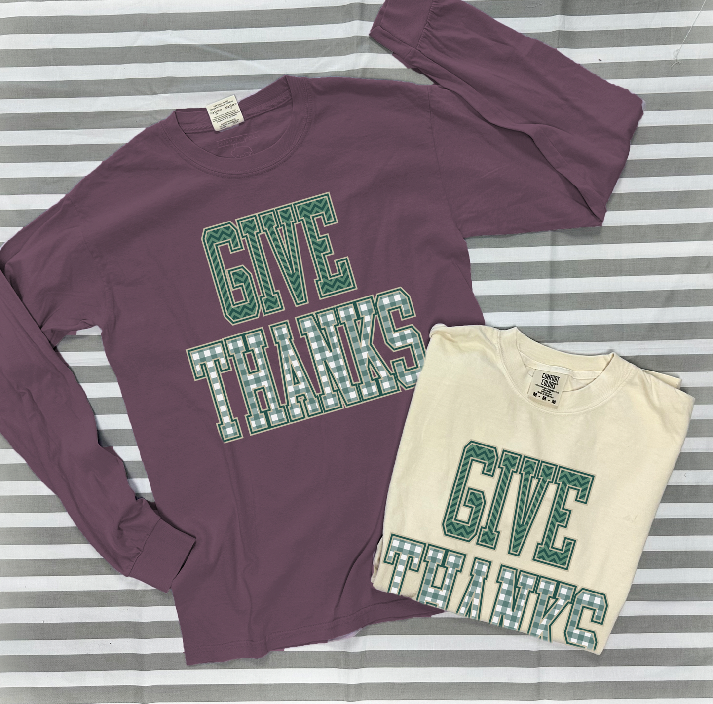 SWEET TEE TUESDAY: Give Thanks Mixed Pattern (COMFORT COLORS LONGSLEEVE)