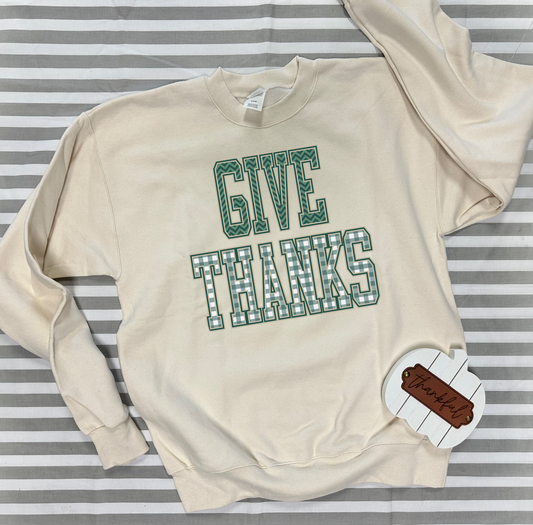 SWEET TEE TUESDAY: Give Thanks Mixed Pattern (SWEATSHIRT)