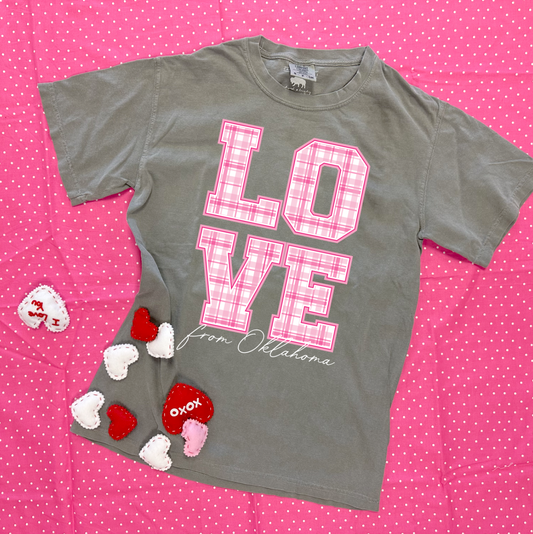 VALENTINE 2026: LOVE Oklahoma (COMFORT COLORS SHORTSLEEVE)
