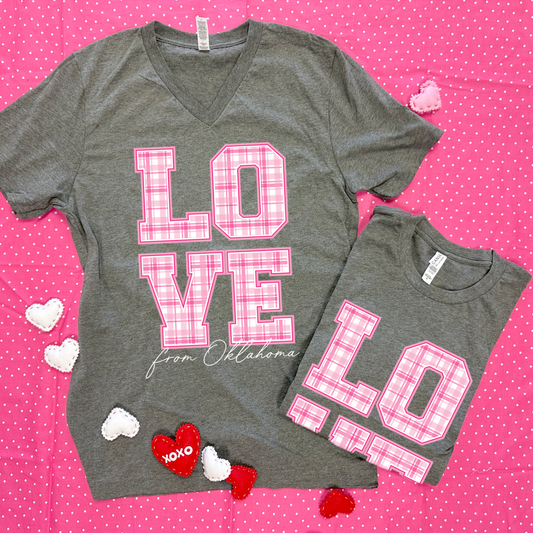 VALENTINE 2026: LOVE Oklahoma (BELLA CANVAS VNECK or CREW NECK)