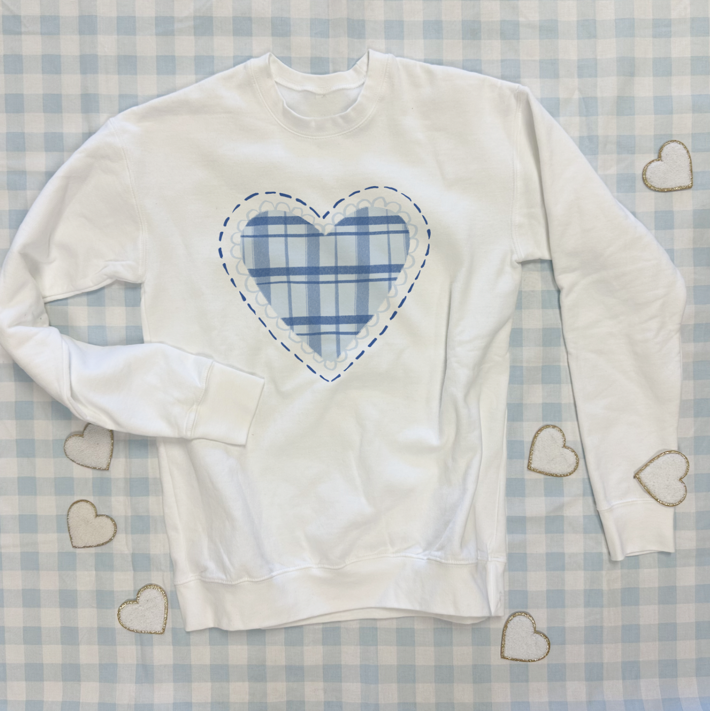 VALENTINE 2026: Chambray Gingham Heart (SWEATSHIRT)