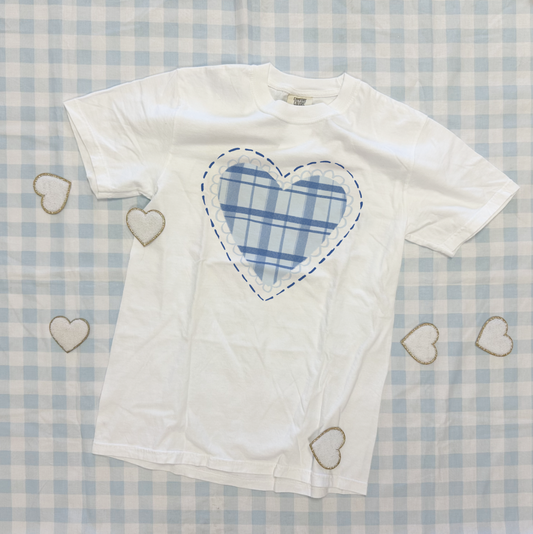 VALENTINE 2026: Chambray Gingham Heart (COMFORT COLORS SHORTSLEEVE)