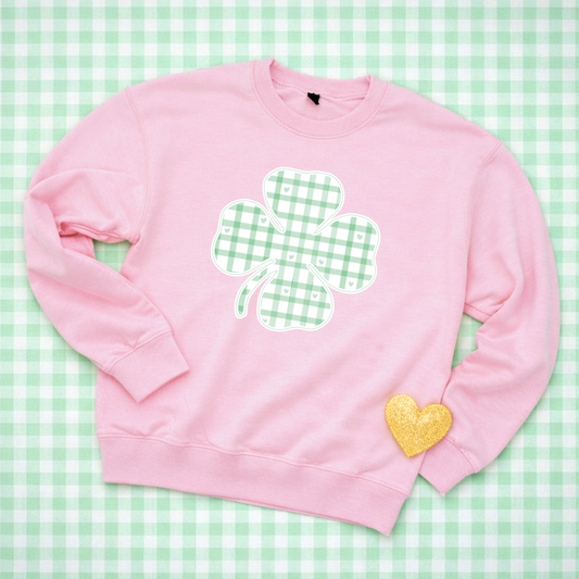ST. PATTY 2026: Gingham Shamrock (SWEATSHIRT)
