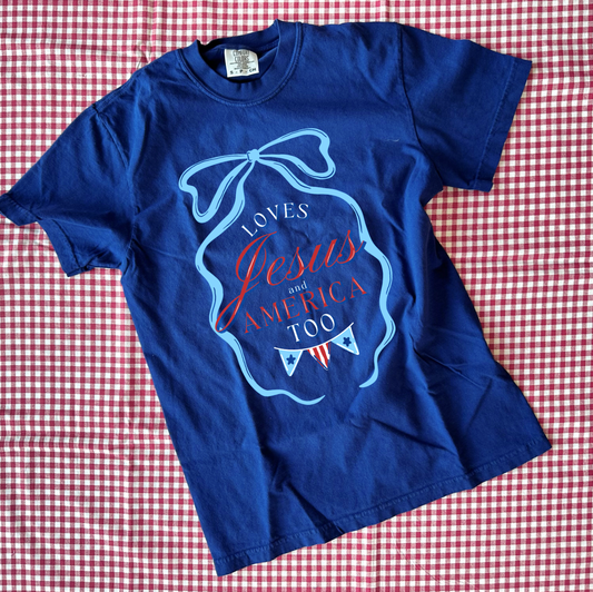 AMERICAN SPIRIT 2026: Jesus & America Too (COMFORT COLORS SHORTSLEEVE)