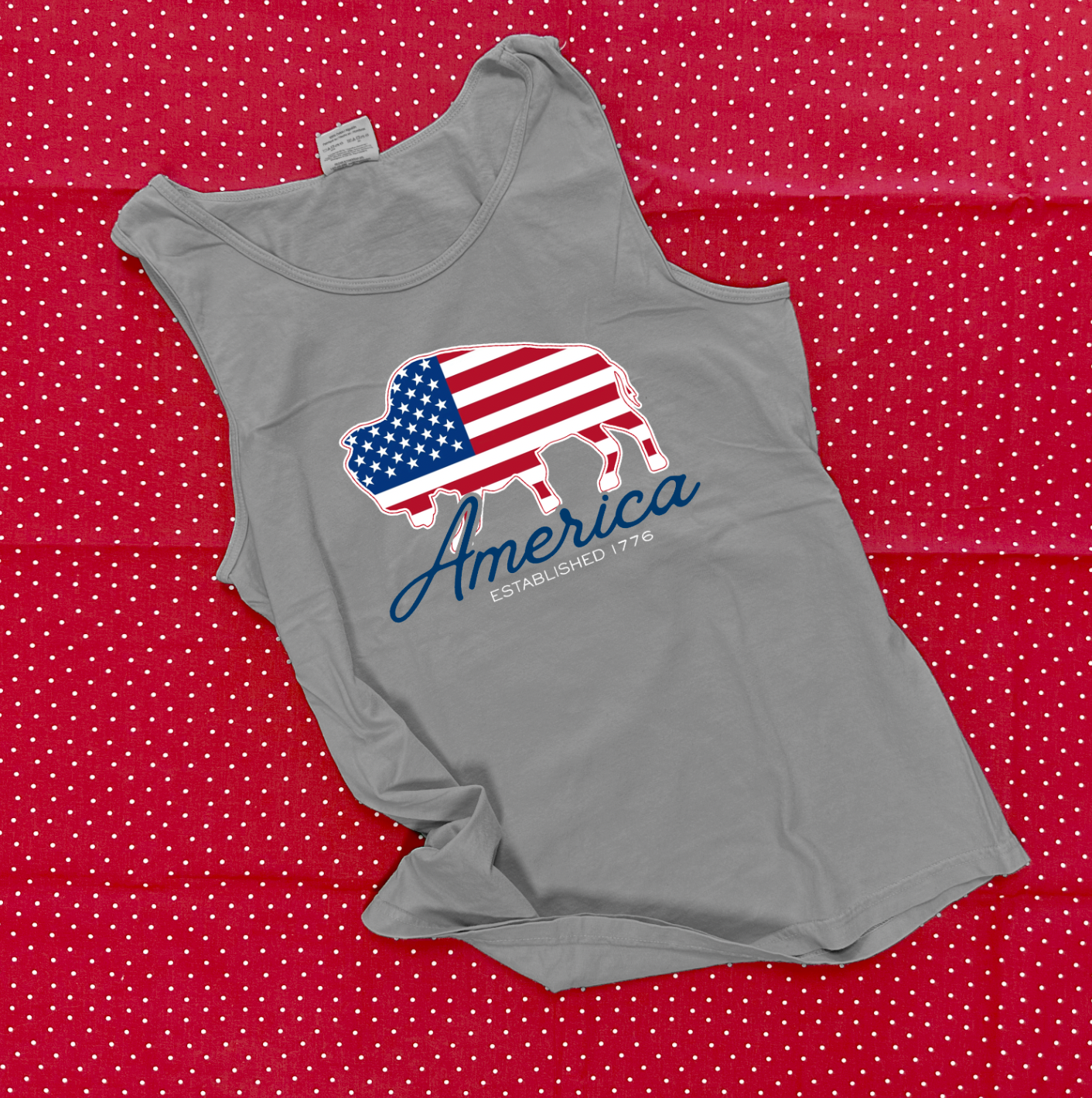 AMERICAN SPIRIT 2026: American Flag Buffalo (COMFORT COLORS TANK TOP)