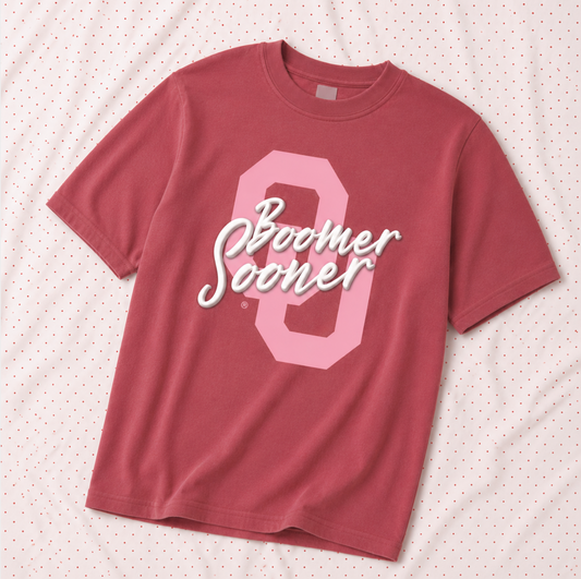 UNIV. of OKLAHOMA 2026: Boomer Sooner Script *PUFF PRINT* (COMFORT COLORS SHORTSLEEVE)