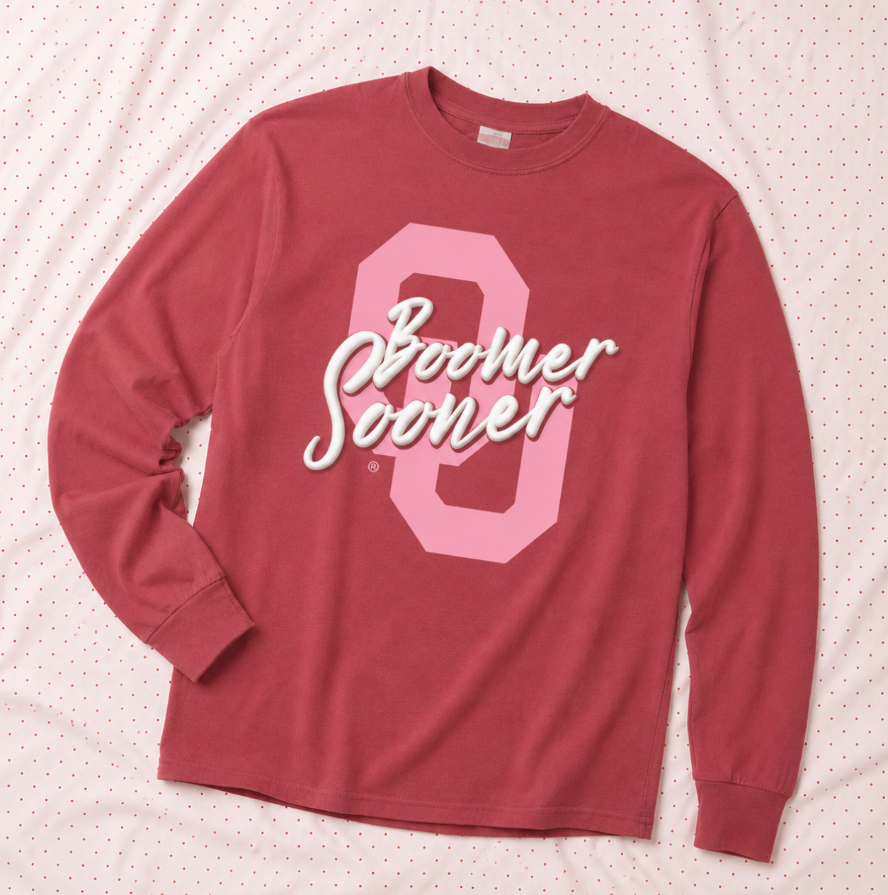 UNIV. of OKLAHOMA 2026: Boomer Sooner Script *PUFF PRINT* (COMFORT COLORS LONGSLEEVE)